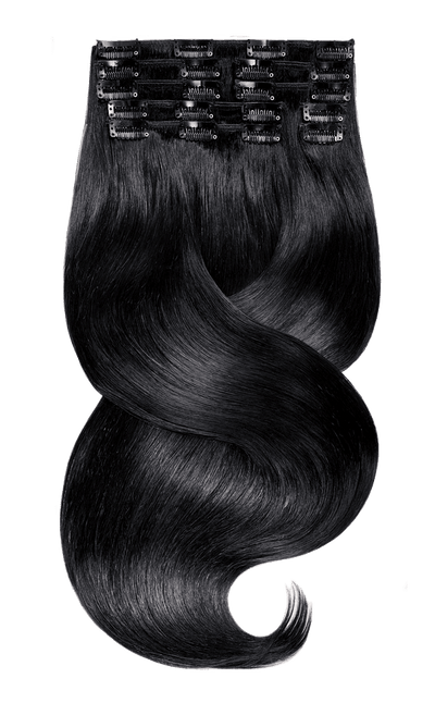  Rubin Line schwarz Clip-in Haarverlängerungen - 100% Echthaar!
