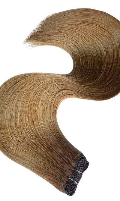 Premium Flat Weft Hair Extensions Hellbraun-Karamell
