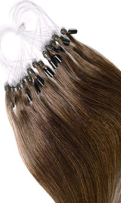 100% Echthaar Natur-Goldbraun Microring Haarverlängerung